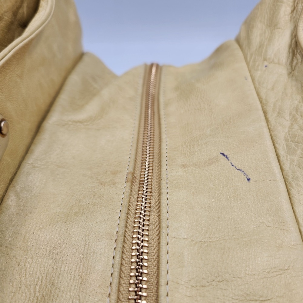 Botkier Convertible‎ Leather Tote Handbag Champagne Gold Double Zip Studded - Picture 8 of 16